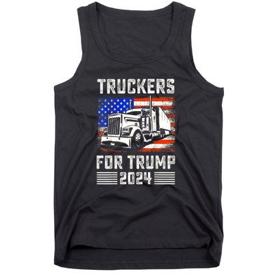 Truckers For Trump American Flag Funny Trump 2024 Vintage Gift Tank Top