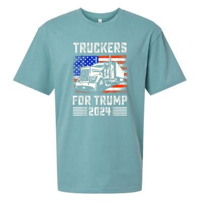 Truckers For Trump American Flag Funny Trump 2024 Vintage Gift Sueded Cloud Jersey T-Shirt