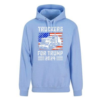 Truckers For Trump American Flag Funny Trump 2024 Vintage Gift Unisex Surf Hoodie