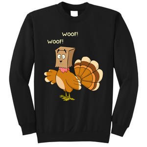 Thanksgiving Funny Turkey Fake Dog WOOF Happy Thanksgiving Sweatshirt