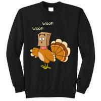 Thanksgiving Funny Turkey Fake Dog WOOF Happy Thanksgiving Sweatshirt