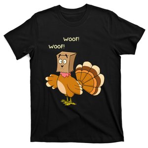 Thanksgiving Funny Turkey Fake Dog WOOF Happy Thanksgiving T-Shirt