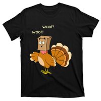 Thanksgiving Funny Turkey Fake Dog WOOF Happy Thanksgiving T-Shirt