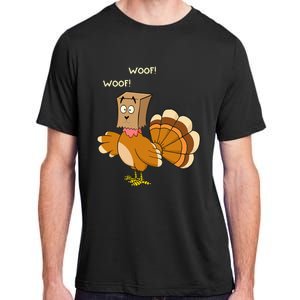 Thanksgiving Funny Turkey Fake Dog WOOF Happy Thanksgiving Adult ChromaSoft Performance T-Shirt