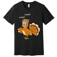 Thanksgiving Funny Turkey Fake Dog WOOF Happy Thanksgiving Premium T-Shirt