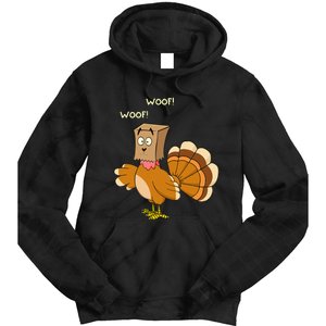 Thanksgiving Funny Turkey Fake Dog WOOF Happy Thanksgiving Tie Dye Hoodie