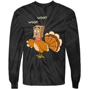 Thanksgiving Funny Turkey Fake Dog WOOF Happy Thanksgiving Tie-Dye Long Sleeve Shirt