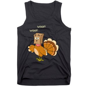 Thanksgiving Funny Turkey Fake Dog WOOF Happy Thanksgiving Tank Top