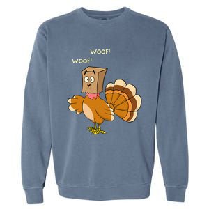 Thanksgiving Funny Turkey Fake Dog WOOF Happy Thanksgiving Garment-Dyed Sweatshirt