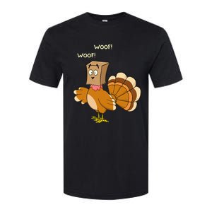 Thanksgiving Funny Turkey Fake Dog WOOF Happy Thanksgiving Softstyle CVC T-Shirt