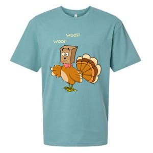 Thanksgiving Funny Turkey Fake Dog WOOF Happy Thanksgiving Sueded Cloud Jersey T-Shirt