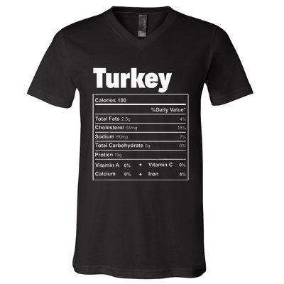 Thanksgiving Food Turkey Nutritional Facts V-Neck T-Shirt