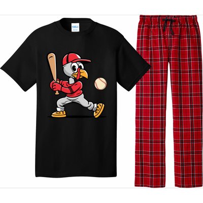 Thanksgiving Funny Turkey Playing Baseball Swing Meaningful Gift Pajama Set