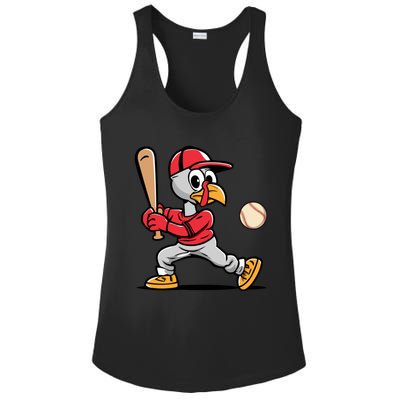 Thanksgiving Funny Turkey Playing Baseball Swing Meaningful Gift Ladies PosiCharge Competitor Racerback Tank