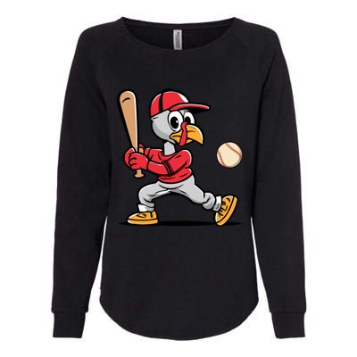 Thanksgiving Funny Turkey Playing Baseball Swing Meaningful Gift Womens California Wash Sweatshirt