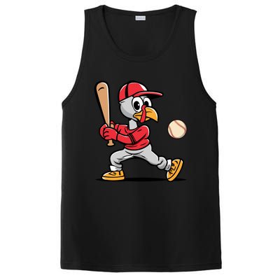 Thanksgiving Funny Turkey Playing Baseball Swing Meaningful Gift PosiCharge Competitor Tank