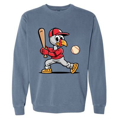 Thanksgiving Funny Turkey Playing Baseball Swing Meaningful Gift Garment-Dyed Sweatshirt