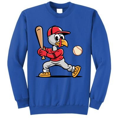 Thanksgiving Funny Turkey Playing Baseball Swing Meaningful Gift Sweatshirt