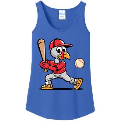 Thanksgiving Funny Turkey Playing Baseball Swing Meaningful Gift Ladies Essential Tank