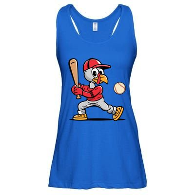 Thanksgiving Funny Turkey Playing Baseball Swing Meaningful Gift Ladies Essential Flowy Tank