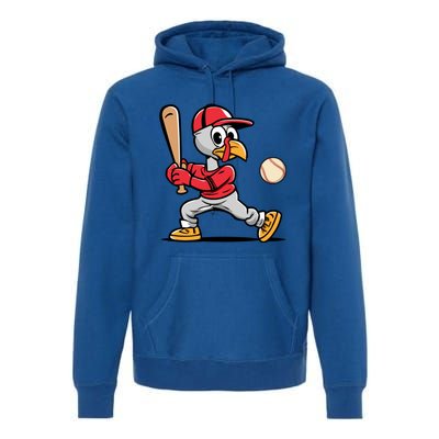 Thanksgiving Funny Turkey Playing Baseball Swing Meaningful Gift Premium Hoodie