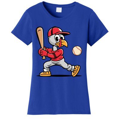 Thanksgiving Funny Turkey Playing Baseball Swing Meaningful Gift Women's T-Shirt