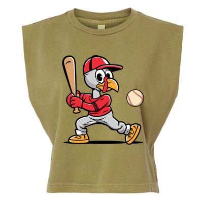 Thanksgiving Funny Turkey Playing Baseball Swing Meaningful Gift Garment-Dyed Women's Muscle Tee