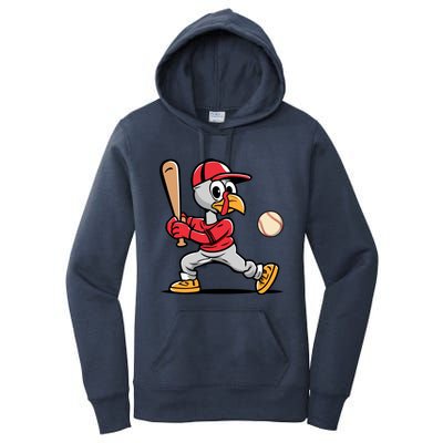 Thanksgiving Funny Turkey Playing Baseball Swing Meaningful Gift Women's Pullover Hoodie