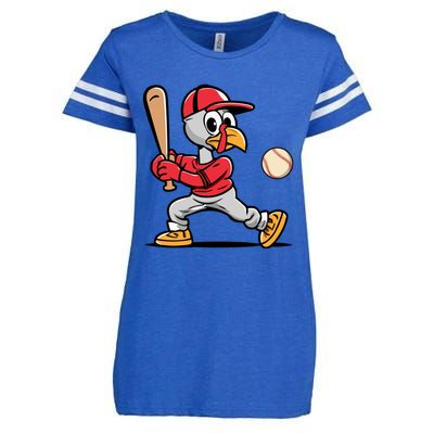 Thanksgiving Funny Turkey Playing Baseball Swing Meaningful Gift Enza Ladies Jersey Football T-Shirt