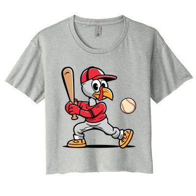 Thanksgiving Funny Turkey Playing Baseball Swing Meaningful Gift Women's Crop Top Tee