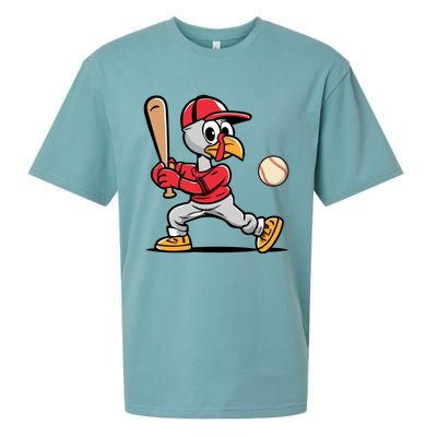 Thanksgiving Funny Turkey Playing Baseball Swing Meaningful Gift Sueded Cloud Jersey T-Shirt