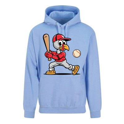 Thanksgiving Funny Turkey Playing Baseball Swing Meaningful Gift Unisex Surf Hoodie