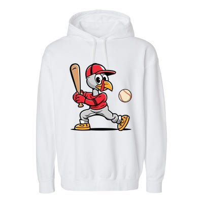 Thanksgiving Funny Turkey Playing Baseball Swing Meaningful Gift Garment-Dyed Fleece Hoodie