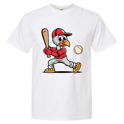 Thanksgiving Funny Turkey Playing Baseball Swing Meaningful Gift Garment-Dyed Heavyweight T-Shirt