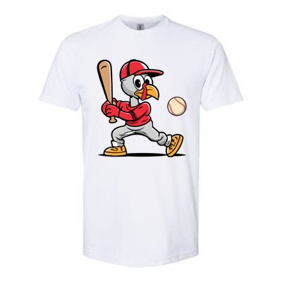 Thanksgiving Funny Turkey Playing Baseball Swing Meaningful Gift Softstyle CVC T-Shirt