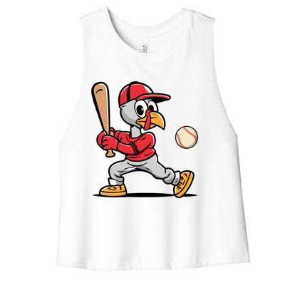 Thanksgiving Funny Turkey Playing Baseball Swing Meaningful Gift Women's Racerback Cropped Tank