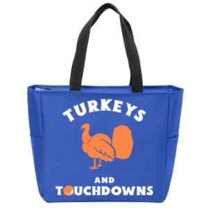 Thanksgiving Football Turkeys And Touchdowns Great Gift Zip Tote Bag