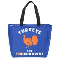 Thanksgiving Football Turkeys And Touchdowns Great Gift Zip Tote Bag