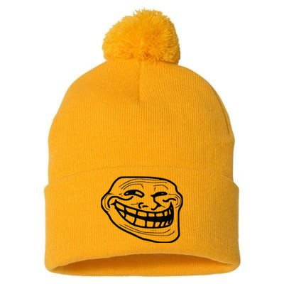 Troll Face Pom Pom 12in Knit Beanie