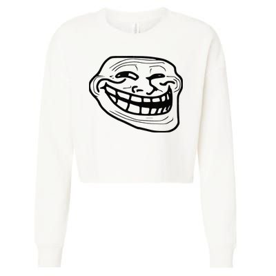 Troll Face Cropped Pullover Crew