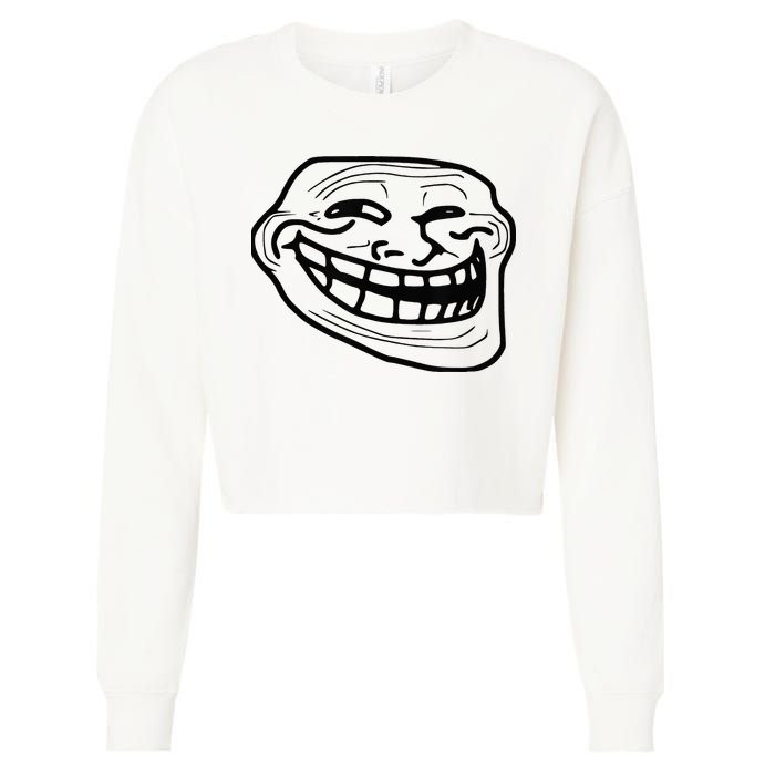 Troll Face Cropped Pullover Crew