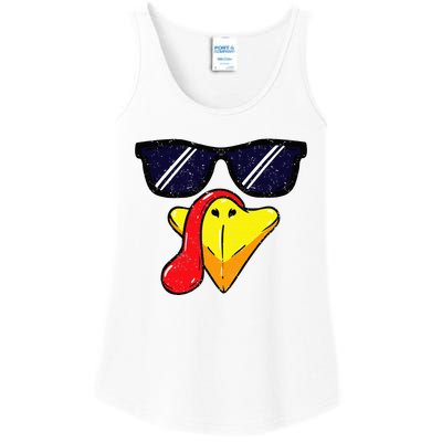 Turkey Face Thanksgiving Day Pilgrim Trot Costume Ladies Essential Tank