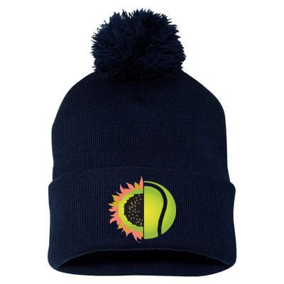 Tennis Flower Pom Pom 12in Knit Beanie