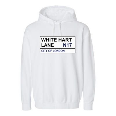 Tottenham Football Team White Hart Lane Street Sign Garment-Dyed Fleece Hoodie