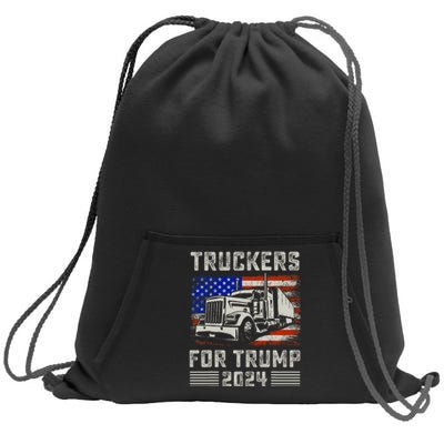 Truckers For Trump American Flag Trump 2024 Vintage Sweatshirt Cinch Pack Bag