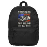 Truckers For Trump American Flag Trump 2024 Vintage 16 in Basic Backpack