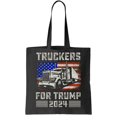 Truckers For Trump American Flag Trump 2024 Vintage Tote Bag