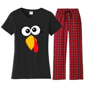 Turkey Face Thanksgiving Cute Chicken Face Women's Flannel Pajama Set