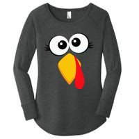 Turkey Face Thanksgiving Cute Chicken Face Women's Perfect Tri Tunic Long Sleeve Shirt