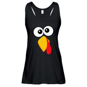 Turkey Face Thanksgiving Cute Chicken Face Ladies Essential Flowy Tank